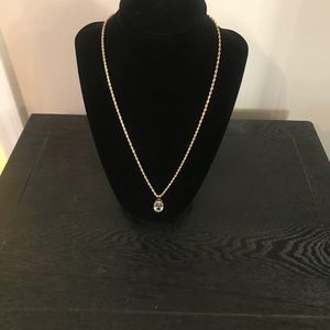 14 K Yellow Gold Necklace With White Topaz Pendant